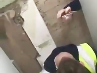Caught on job: jerking on the toilet